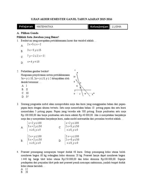 Soal Ulangan Matematika Kelas 11 Tentang Matriks - Contoh Soal Pelajaran