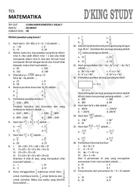 Latihan Soal Pts Matematika Kelas 6 Semester 1 ~ Informasi & Tips