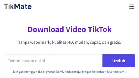 TikMate : Download Video Postingan atau Story TikTok Tanpa Watermark